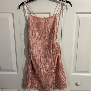 Elegant Pink Lace Dress